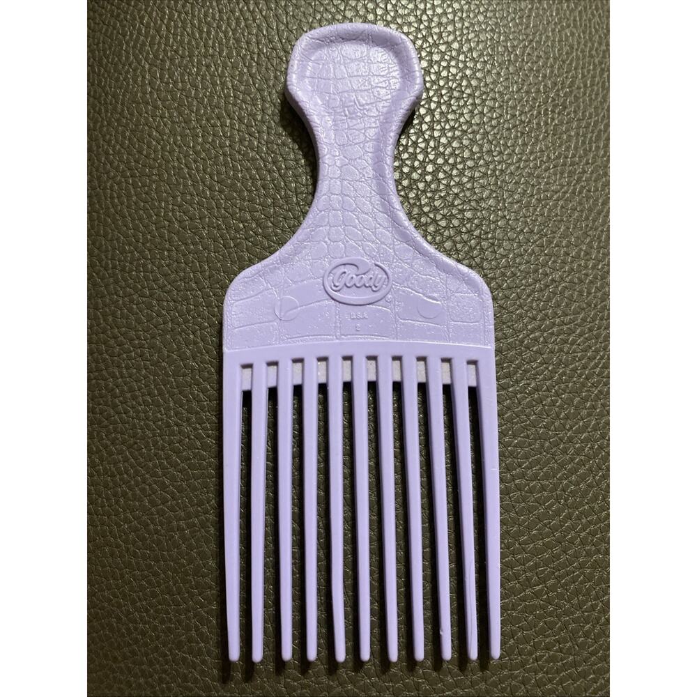 Vintage Goody Hair Pick Textured Plastic Handle Lift Comb 6.5" Lillac Purple